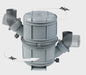 Dual-stage waterlock with 40mm hose connections, 4.5 litres