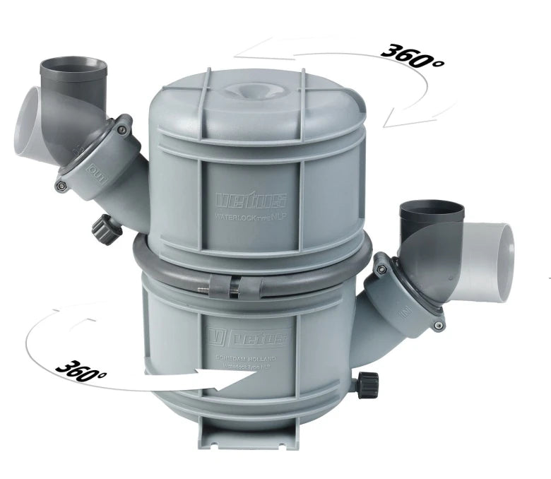 Rotatable waterlock/muffler type NLP90, with rotating inlet and outlet for Ã˜ 90 mm hose  NLP90