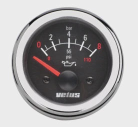 VETUS oil pressure gauge, black, 24V, cut-out size 52mm