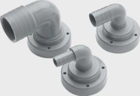 Hose connection, 19mm diameter, right-angled for rigid tanks