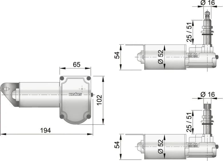 Wiper motor 12V, 25 mm shaft with parallel end, self-parking, 2 speed  RW08A