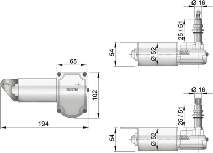 Wiper motor 12V, 25 mm shaft with parallel end, self-parking, 2 speed  RW08A