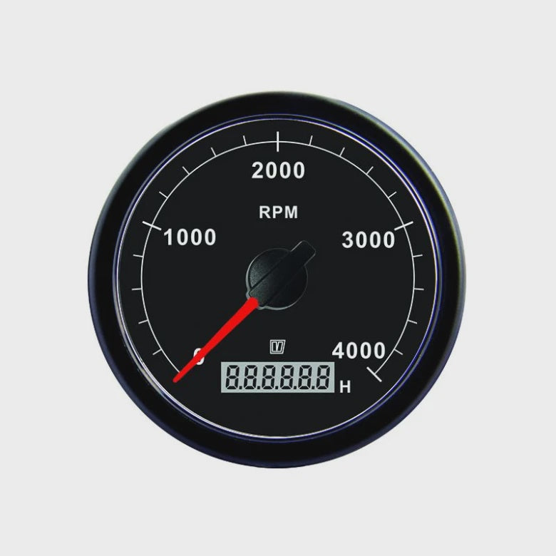 Revolution counter/hour counter, black, 12/24 V, (0-4000 RPM), cut-out size Ã˜ 100 mm  TACHB4000