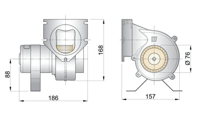 Extraction ventilator, 24v, 76mm (3") , incl. mounting bracket and in-line hose connection flange  VENT7624A