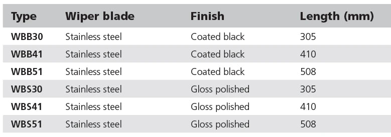 Vetus Wiper blade, stainless steel (AISI 316), coated black, L= 305 mm  WBB30