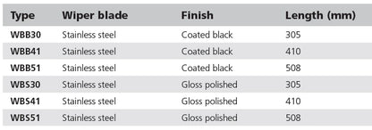Wiper blade, stainless steel (AISI 316), L= 508 mm  WBS51