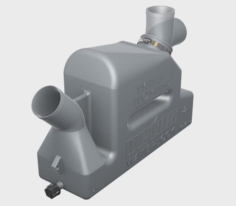 VETUS plastic waterlock type LP40 with rotating inlet for 40mm hose