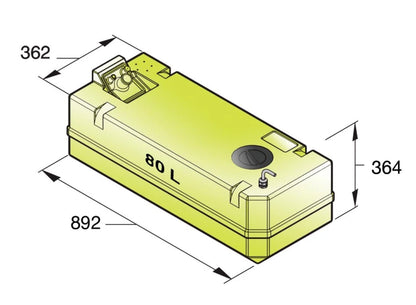 Synthetic drinking water tank 80 L incl. connections and insp.lid  WTANK80C
