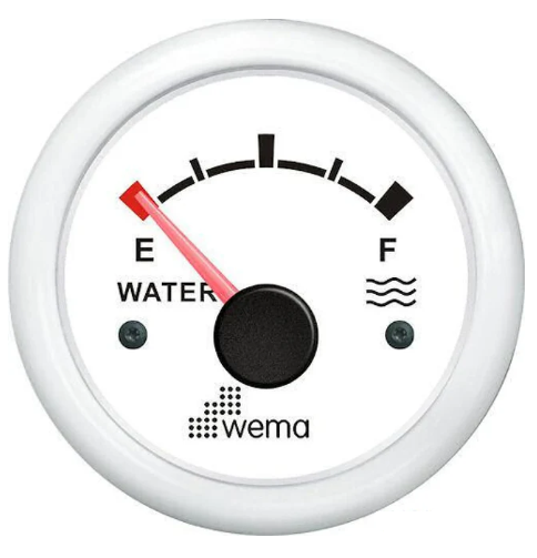 Wema Water Gauge IPWR-WW-0-190 12/24v DC 52mm Ã˜ 0-190 White  110314