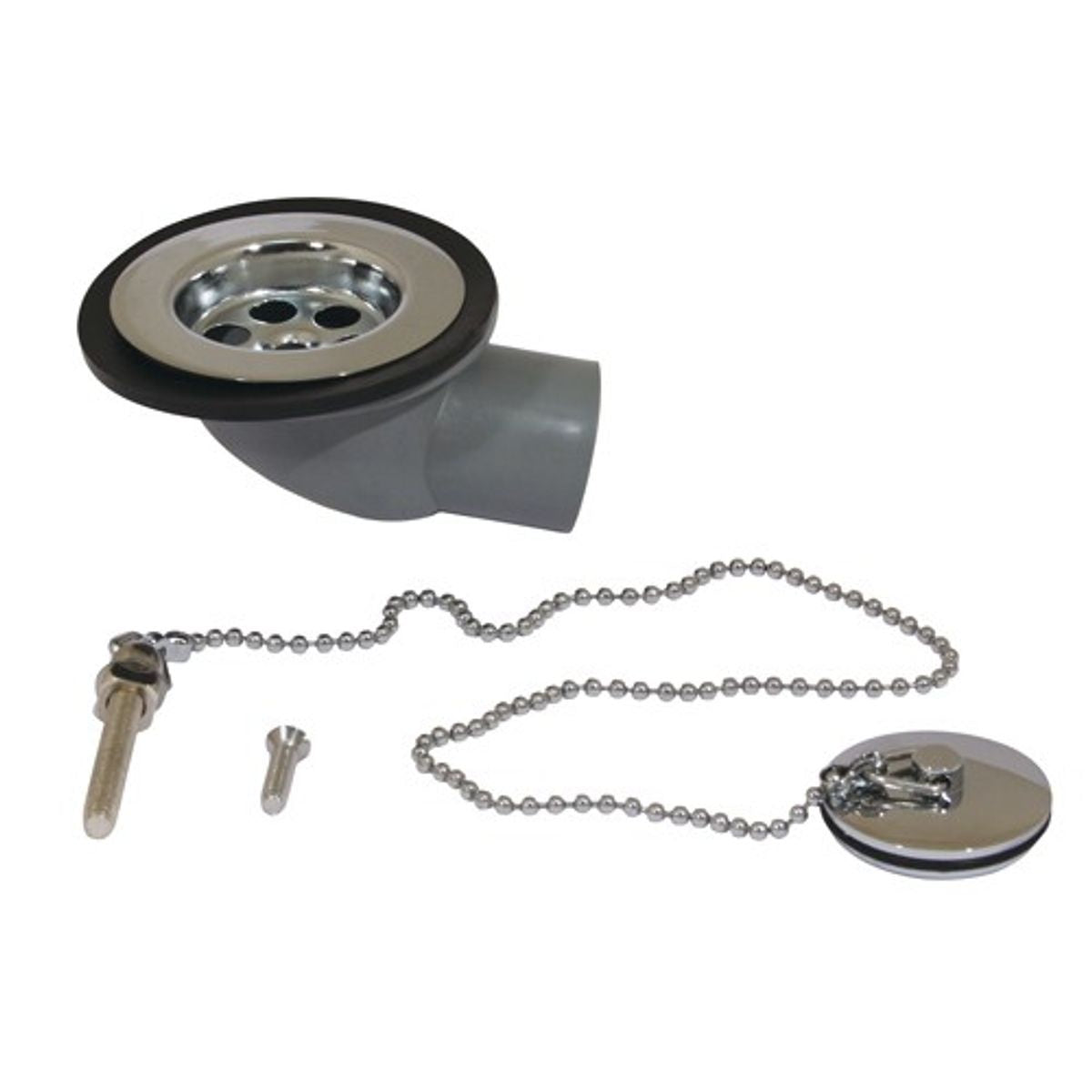 CHROME SINK WASTE PLUG+CHA 1 1/4inHOSE ANGLED  9-68033