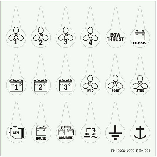 Blue Sea Battery Switch Icon Label Kit for M, E and HD Series Switches