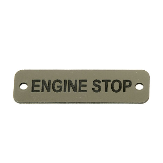 AG Engine Stop Label (S) Silver with Black Engraving 75mm x 22mm