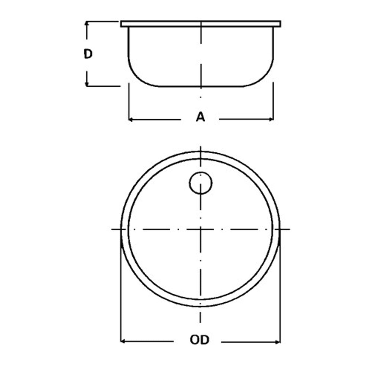 S/S ROUND SINK 300mm ID x 180mm DEEP  9-67930