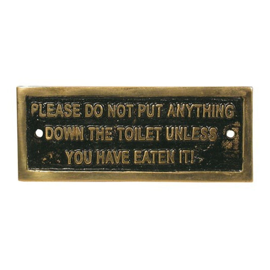 AG Please Do Not Put Down The Toilet Name Plate Brass