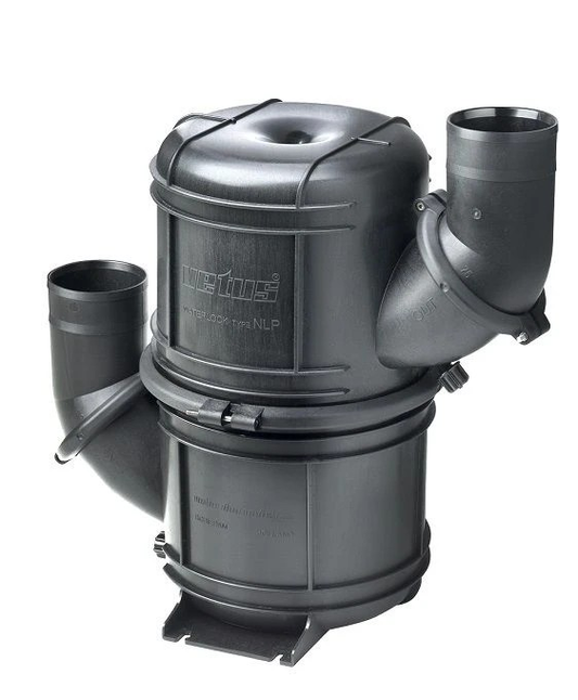 NAVIDURINÂ®LLOYDS approved, Black HD rotatable waterlock/muffler type NLP45, with rotating inlet and outlet for Ã˜ 45 mm h  NLP45HD