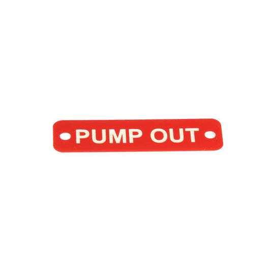 AG Pump Out Label (S) Red with White Engraving 75mm x 22mm