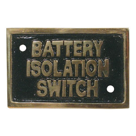 AG Battery Isolation Switch Name Plate Brass