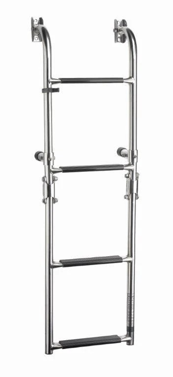 Folding stainless steel (AISI 316) boarding ladder, transom mounted, with 4 steps, unfolded length 905 mm  SLF4A