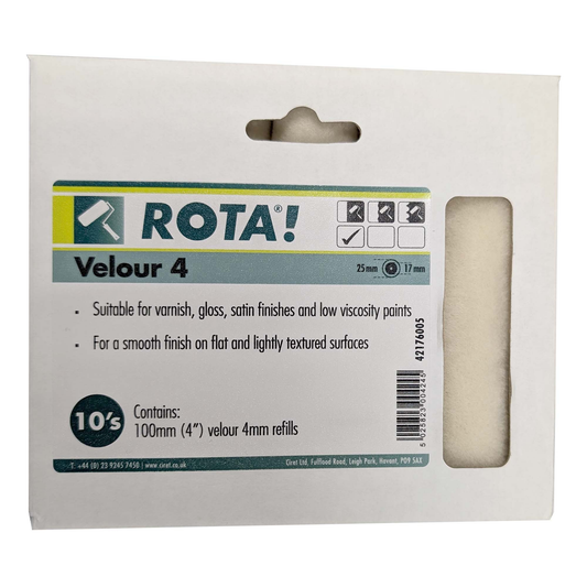 100mm (4") Mini Pro Velour 4mm Refill - Box of 10
